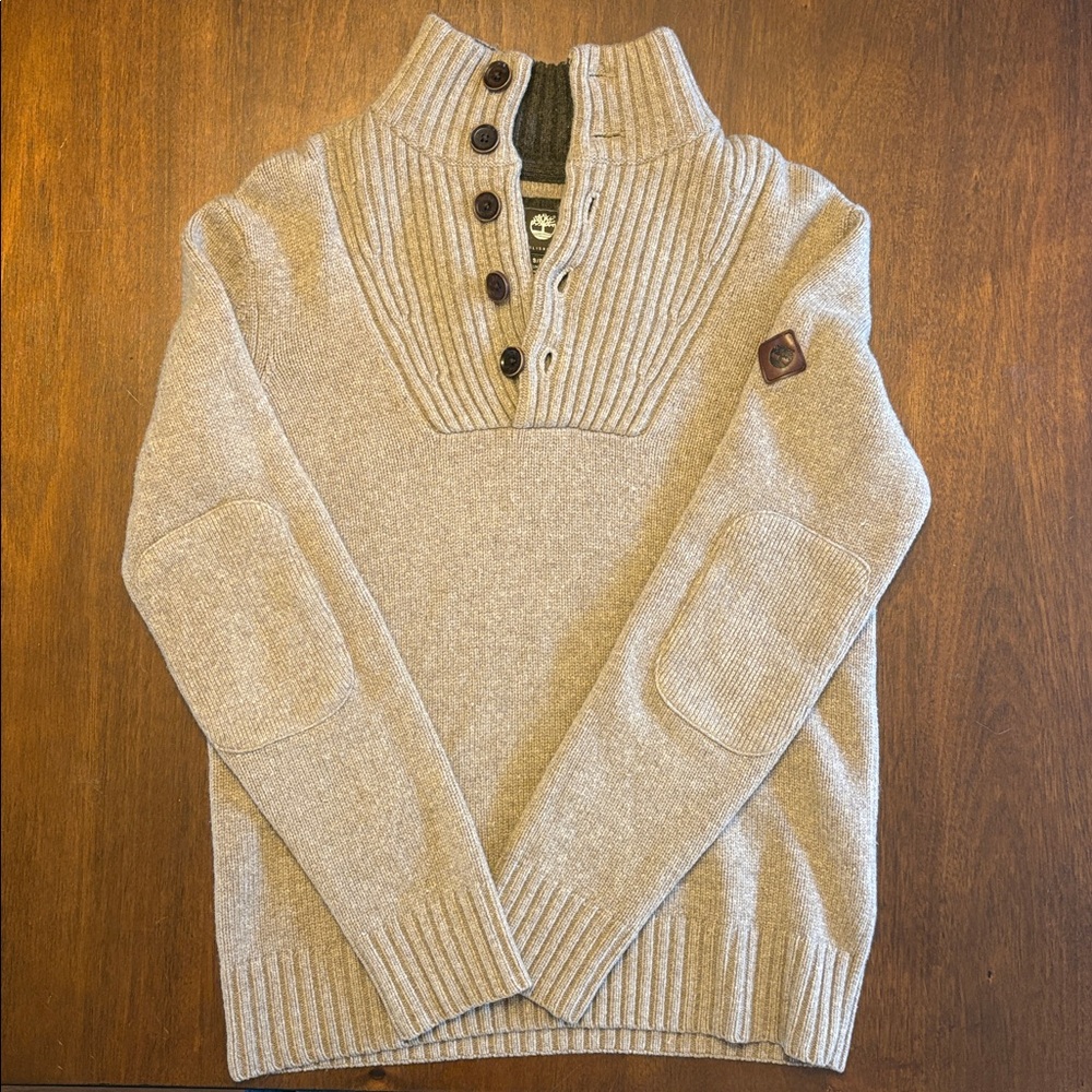 Timberland Men's Ribbed Button Crewneck Sweater